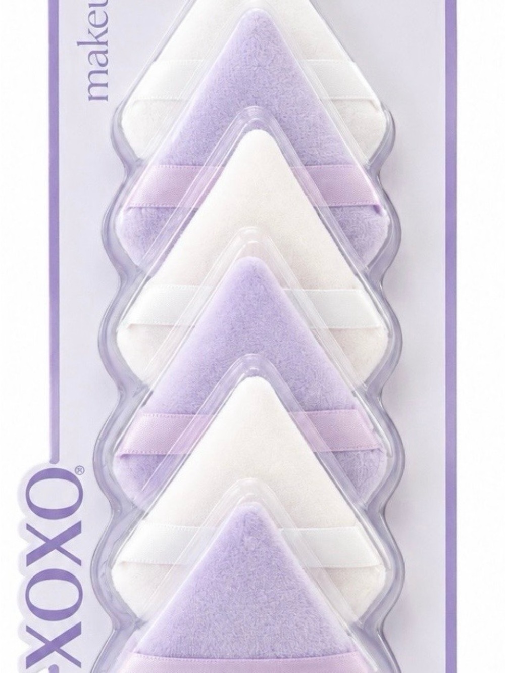 XOXO Lavender and White Triangle Makeup Puffs - Set of 5